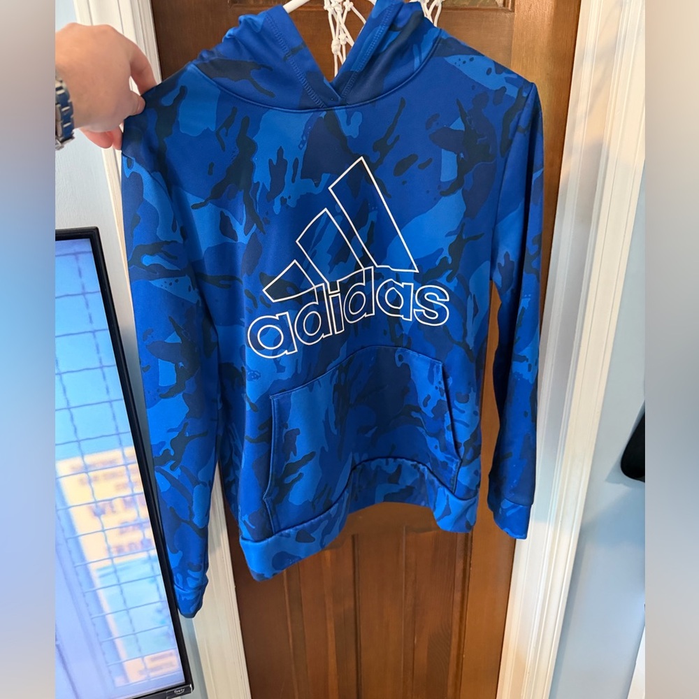 adidas Royal Blue Camo Hoodie with Logo